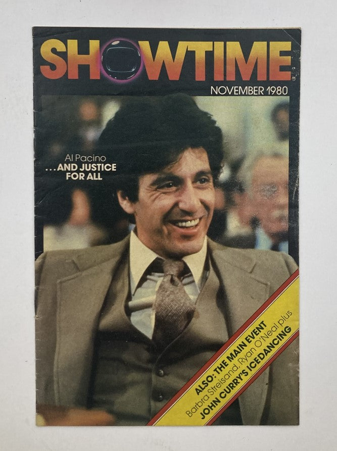 Cover of VTG Showtime Magazine November 1980 featuring Al Pacino, showcasing his role in 'And Justice For All'.