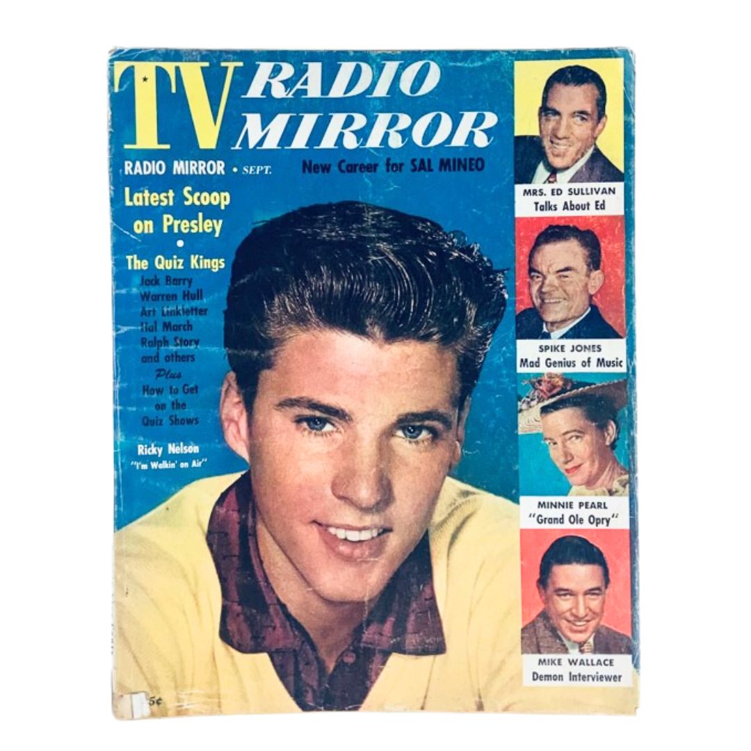 Vintage TV Radio Mirror Magazine from September 1957 featuring Ricky Nelson on the cover, showcasing iconic 1950s entertainment with headlines about popular television and music stars.