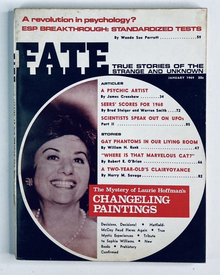 VTG Fate Magazine January 1969 Volume 22 Number 1 featuring the cover story 'Mystery of Laurie Hoffman' with striking cover art and a photograph of Laurie Hoffman.