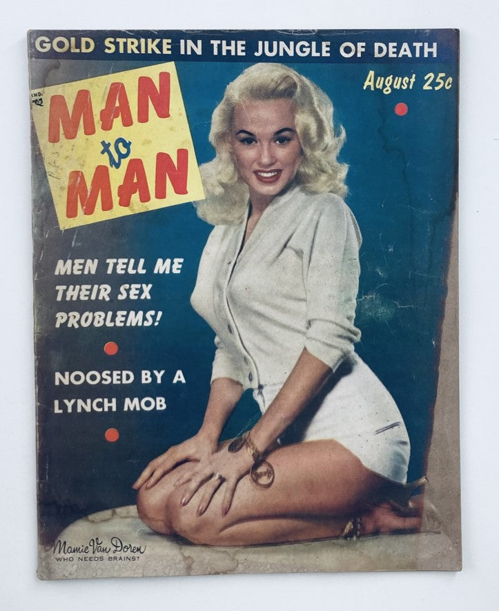 Cover of VTG Man to Man Magazine August 1957 Vol 8 #1 featuring Mamie Van Doren, showcasing retro design and vintage themes.