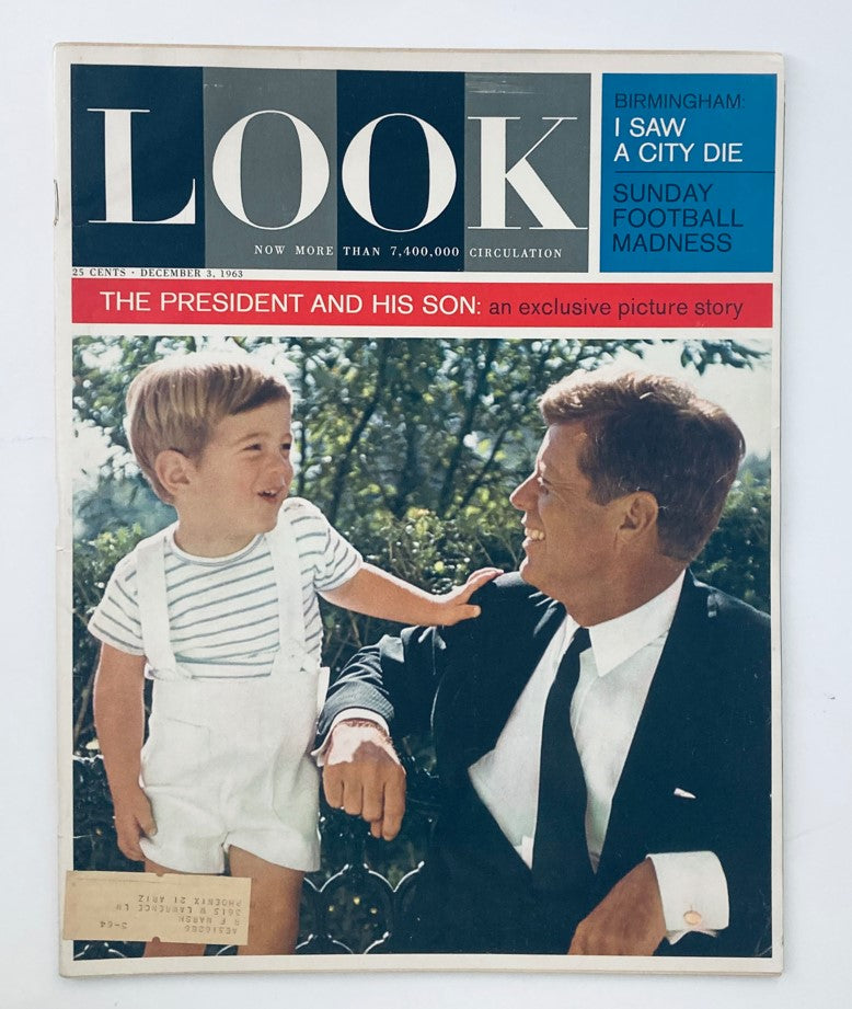 VTG Look Magazine December 3 1963 featuring John F. Kennedy and his son on the cover, showcasing a heartwarming family moment and vintage photography.