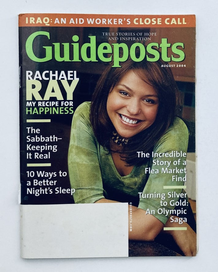 Cover of Guideposts Magazine August 2004, Vol 59 No. 6 featuring Rachel Ray with a cheerful expression, highlighting her article 'My Recipe for Happiness'.