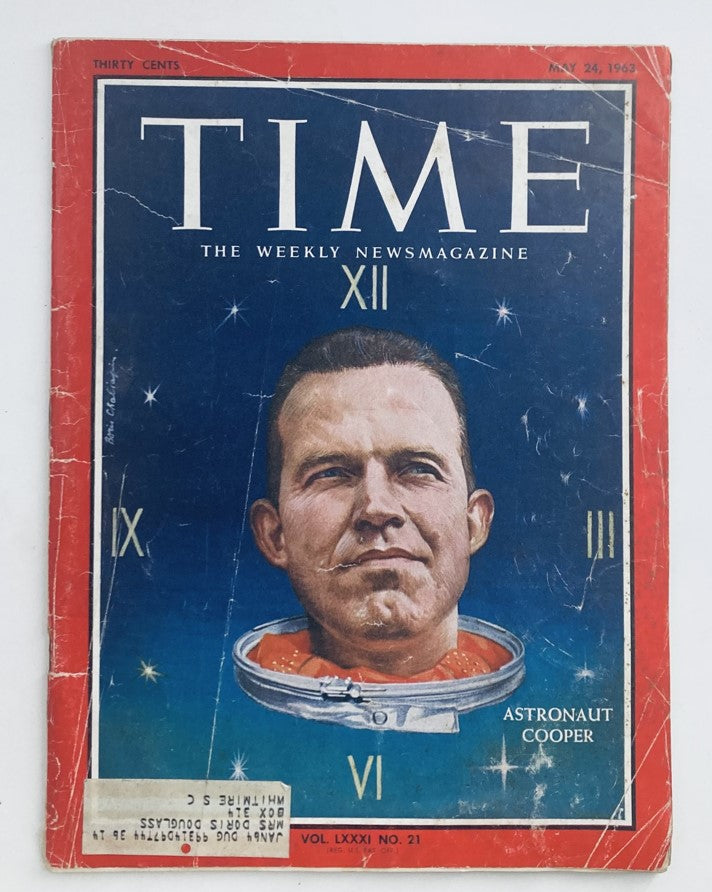 VTG Time Magazine May 24 1963 Vol 81 No. 21 featuring Astronaut Gordon Cooper on the cover, capturing the essence of 1960s space exploration.