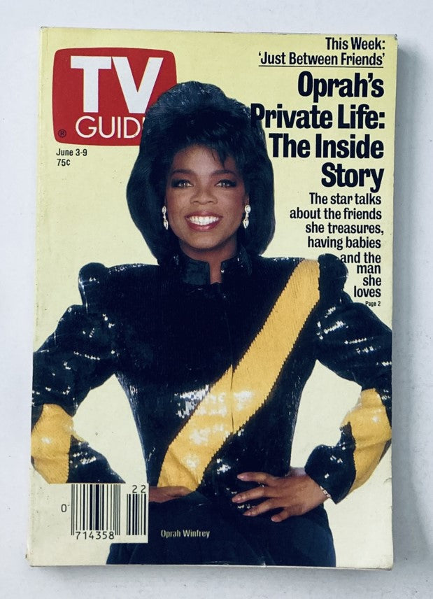 TV Guide Magazine June 3 1989 cover featuring Oprah Winfrey in a stylish black and yellow outfit, highlighting her iconic role in daytime television.