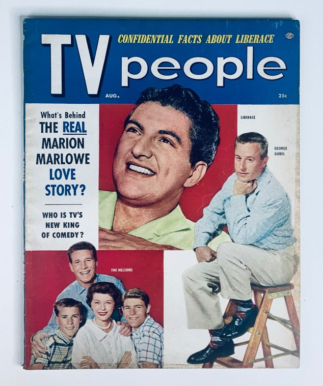 VTG TV People Magazine August 1955 cover featuring George Gobel and The Nelsons, with vibrant colors and headlines discussing TV culture of the 1950s.