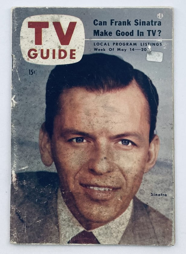 Cover of TV Guide Magazine May 14 1954 featuring Frank Sinatra, with the caption 'Can Frank Sinatra Make Good In TV?' showcasing vintage design from the 1950s.