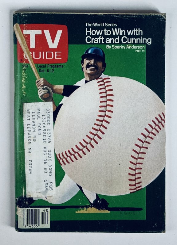 Cover of TV Guide Magazine, October 6, 1979, issue #1384, featuring the World Series New Hampshire Edition, showcasing a baseball player and highlighting the theme 'How to Win with Craft and Cunning' by Sparky Anderson.