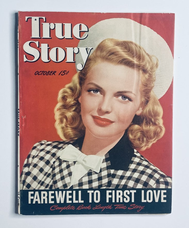 Cover of VTG True Story Magazine October 1944 featuring the story 'Farewell To First Love', with an illustration of a woman. Perfect for collectors of vintage magazines.