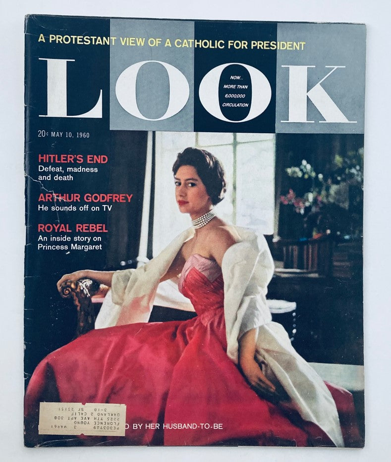 Cover of Look Magazine May 10, 1960, Vol 24 No 10 featuring Princess Margaret in a glamorous pink gown, highlighting a royal theme and cultural commentary from the 1960s.
