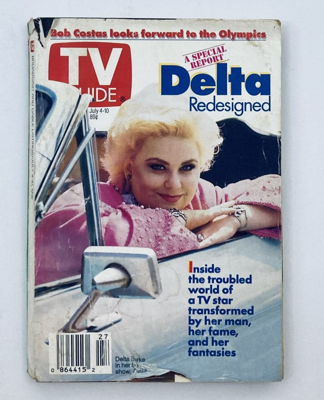 TV Guide Magazine July 4 1992 featuring Delta Burke on the cover, with a special report titled 'Delta Redesigned', showcasing her transformation and insights into the world of television.