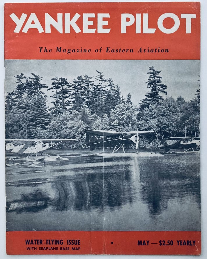 Cover of VTG Yankee Pilot Magazine May 1947, Volume 7, Number 5 featuring three seaplanes on water with forest background. This is a vintage publication highlighting Eastern Aviation.