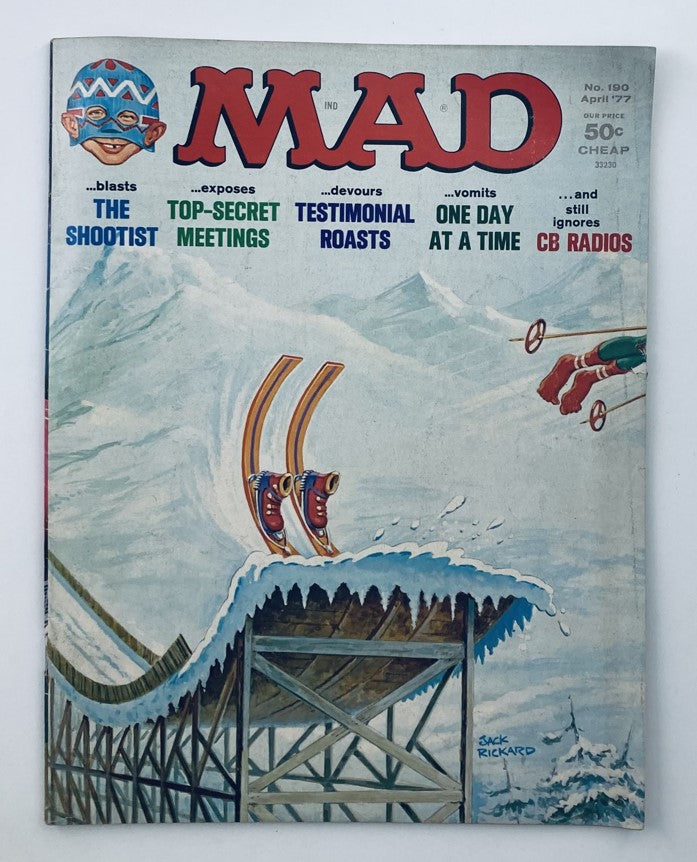Cover of Mad Magazine April 1977 No. 190 featuring 'The Shootist' and CB Radios, illustrated by Jack Rickard.