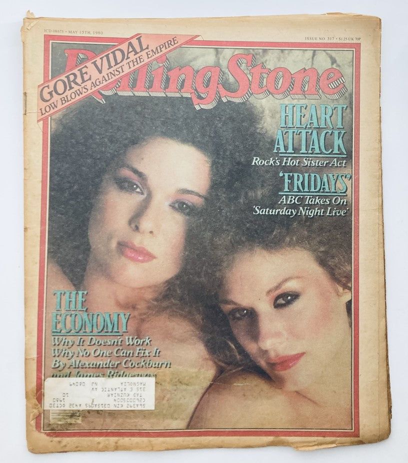 VTG Rolling Stone Magazine May 5 1980 No. 317 featuring Ann and Nancy Wilson of Heart on the cover, showcasing their influence in rock music.