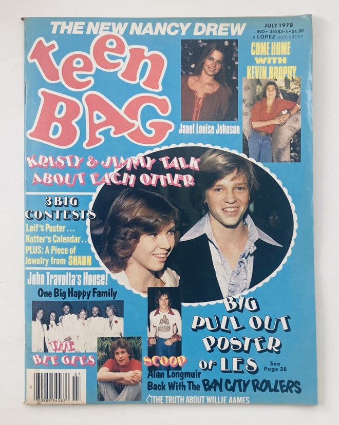 Cover of VTG Teen Bag Magazine July 1978 featuring vivid colors and images, highlighting Andy Gibb, The Bee Gees, and various stars from the era.