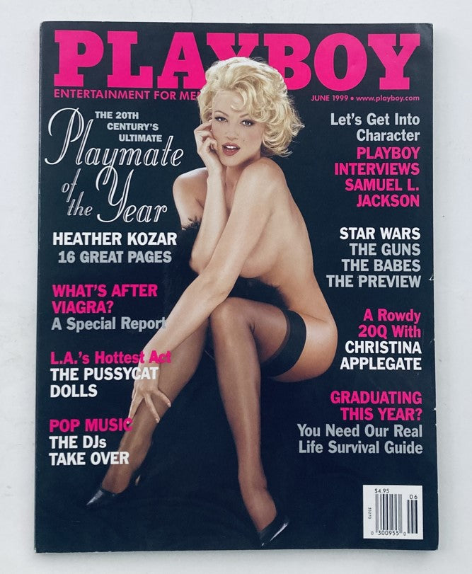 Playboy Magazine June 1999 featuring Playmate of the Year Heather Kozar on the cover, showcasing her beauty and allure, with headlines including interviews and articles from the era.