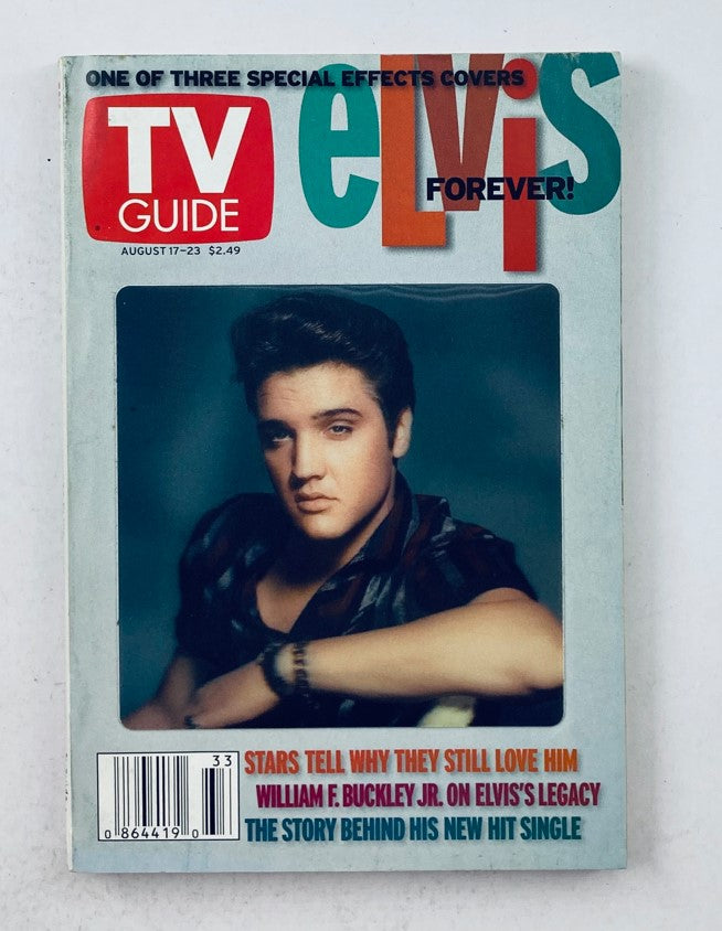 TV Guide Magazine cover featuring Elvis Presley, dated August 17 2002, showcasing an exclusive special effects cover.