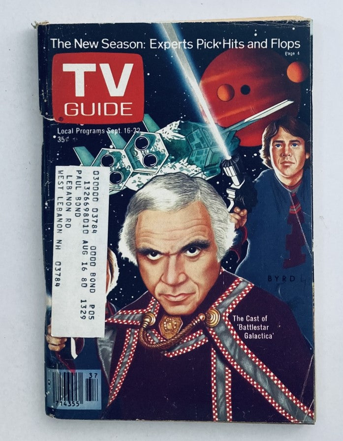 TV Guide Magazine cover from September 16, 1978, featuring Richard Hatch and the cast of Battlestar Galactica, showcasing the new TV season highlights with a space theme.