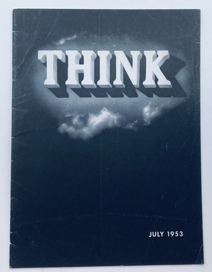 Cover of VTG Think Magazine July 1953 Vol 19 No. 7 titled 'Emblem of Liberty' featuring bold lettering and a cloud background.