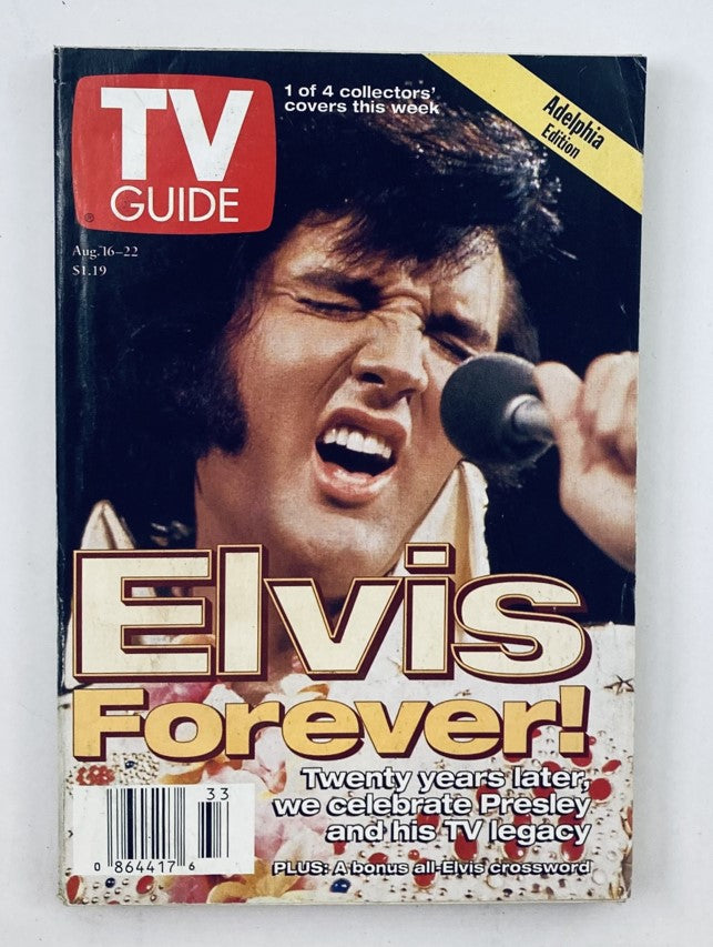 TV Guide Magazine August 16 1997 featuring Elvis Presley on the cover, showcasing the headline 'Elvis Forever!' highlighting his legacy in music and TV.