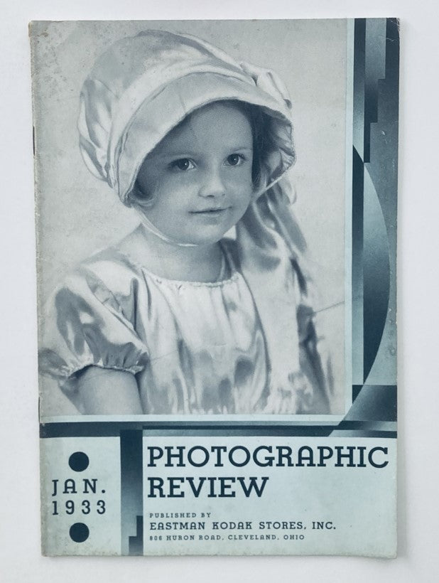 Cover of the VTG Photographic Review Magazine from January 1933 titled 'The Film Margin,' featuring a vintage design and a child in a satin dress.