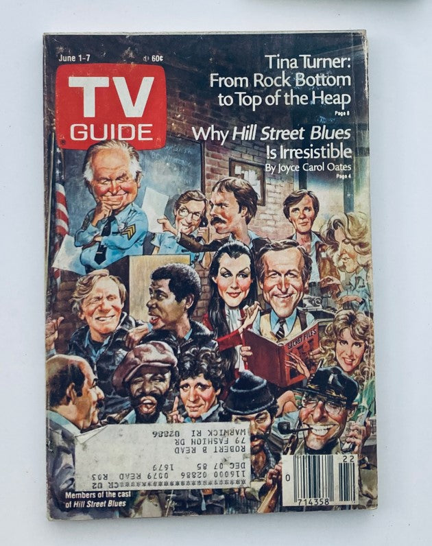 TV Guide Magazine June 1, 1985 edition cover featuring Hill Street Blues, illustrating characters from the acclaimed police drama.