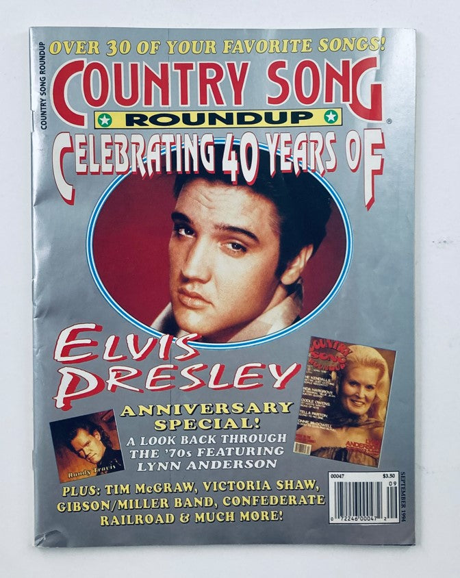 Cover of Country Song Roundup Magazine September 1994 featuring Elvis Presley, celebrating 40 years of his influence in music. Includes highlights and contributions of country artists.