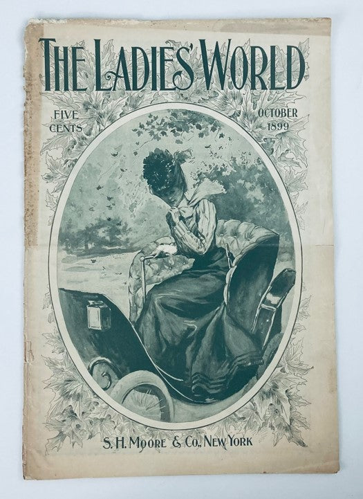 Cover of VTG The Ladies World Magazine October 1899 No. 238 featuring a vintage illustration, depicting a woman in Victorian attire, showcasing cultural elements from the late 19th century.