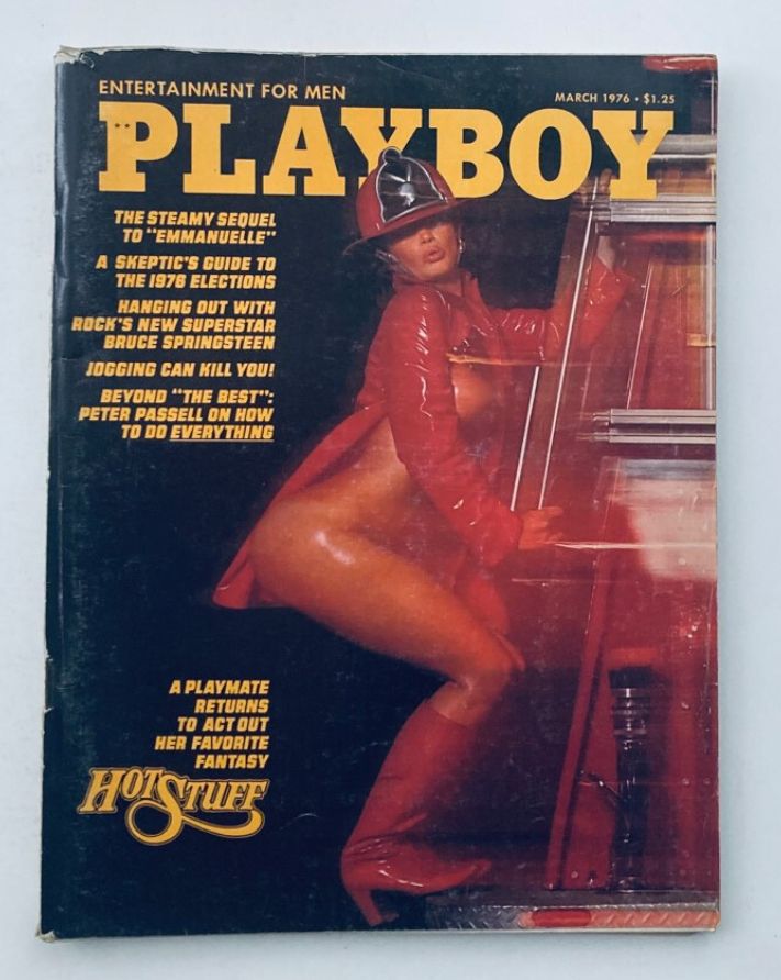 VTG Playboy Magazine March 1976 cover featuring the Playmate Ann Pennington in a striking pose, showcasing vintage 1970s fashion and photography.