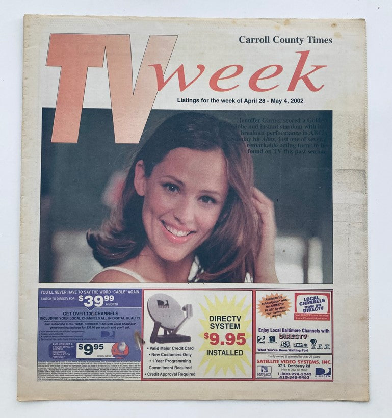 Cover of TV Week Magazine April 28 2002 featuring Jennifer Garner, showcasing the title and image of her in ABC's Alias.