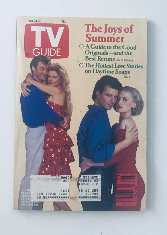 TV Guide Magazine June 24 1989 cover featuring stars from daytime soaps, showcasing The Joys of Summer with vibrant colors and text highlighting popular television shows.