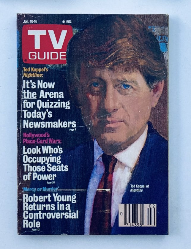 TV Guide Magazine January 10 1987 cover featuring Ted Koppel of Nightline, highlighting the show's impact on modern journalism.