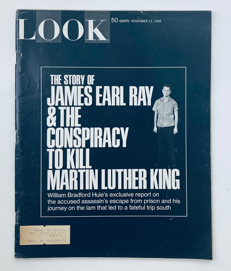 VTG Look Magazine November 12, 1968 Cover featuring the story of James Earl Ray and the conspiracy to kill Martin Luther King, highlighting a historical investigation.