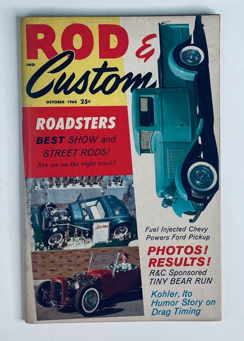 Cover of VTG Rod & Custom Magazine October 1960 featuring Roadsters, Best Show and Street Rods, and a Fuel Injected Chevy information.