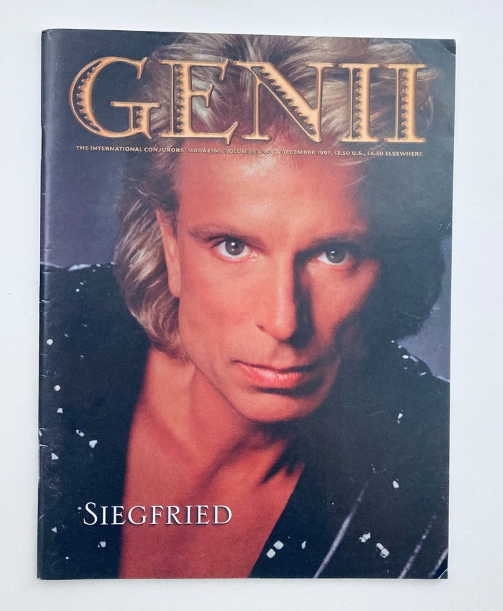 Cover of VTG Genii The Conjurors' Magazine December 1997 Vol 61 No. 2 featuring Siegfried, showcasing a striking portrait of the famous illusionist.