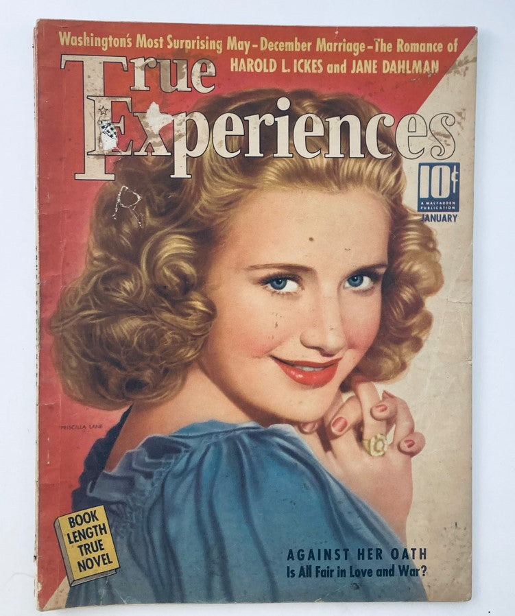 VTG True Experiences Magazine January 1940 Vol 28 #2 cover featuring a woman with curly hair and classic 1940s fashion, showcasing the title 'Against Her Oath'.