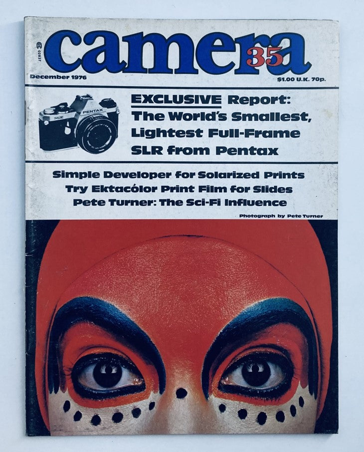 Vintage Camera 35 Magazine December 1976 featuring a cover photograph by Pete Turner, highlighting the exclusive interview with noted photographer Pete Turner and topics on the latest photography techniques.
