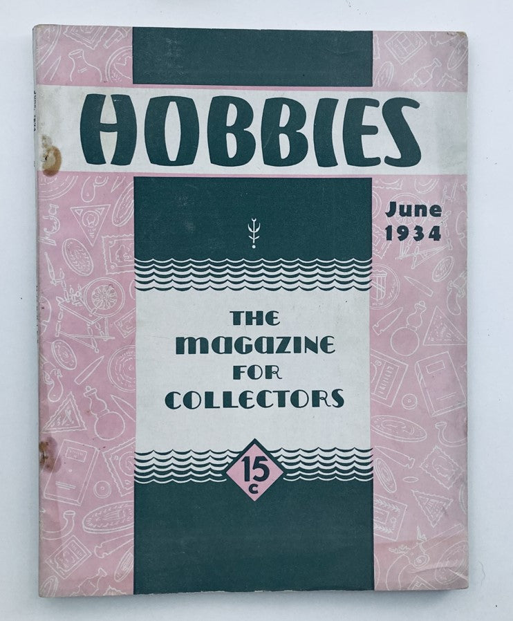 Cover page of the VTG Hobbies Magazine for Collectors, June 1934 edition titled 'Those Strange Insects', featuring a nostalgic design with pink and teal colors.