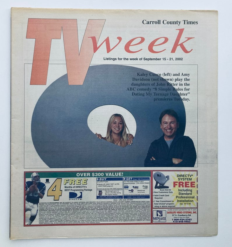 TV Week Magazine from September 15, 2002 featuring Kaley Cuoco and Amy Davidson on the cover, showcasing early 2000s television highlights.