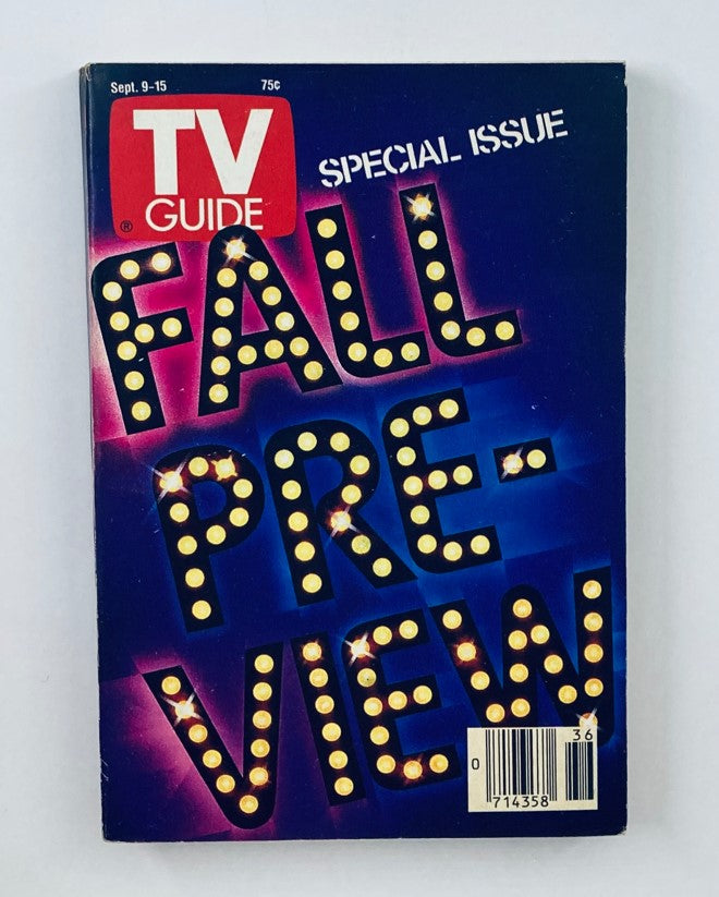 Cover of TV Guide Magazine September 9 1989 Fall Preview Pittsburgh Metro Edition showcasing marquee-style text reading 'FALL PREVIEW' with vibrant colors and a classic design.