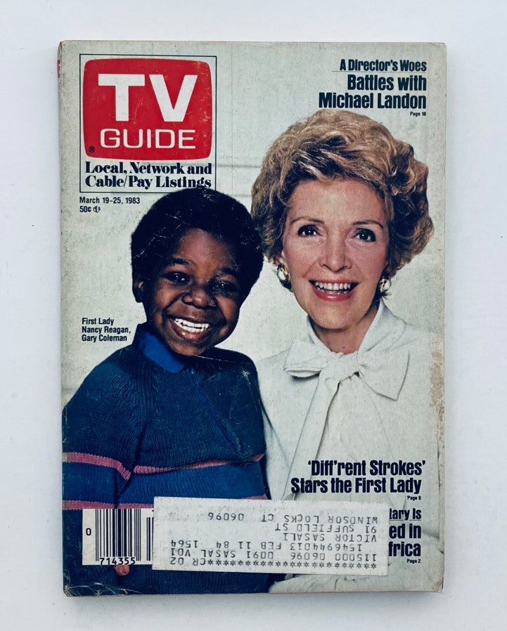 TV Guide Magazine March 19 1983 featuring First Lady Nancy Reagan with Gary Coleman on the cover, highlighting television listings.