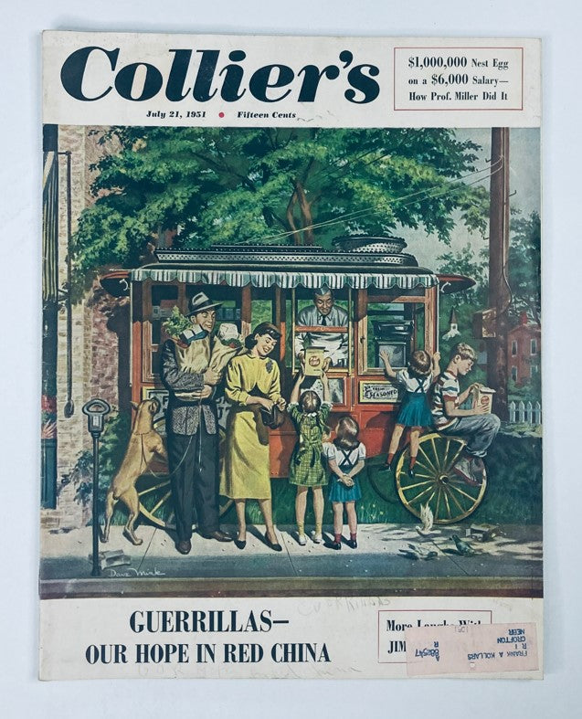 Cover of VTG Collier's Magazine from July 21, 1951, featuring the title 'Our Hope in Red China' with a colorful illustration of people gathered around a food cart.