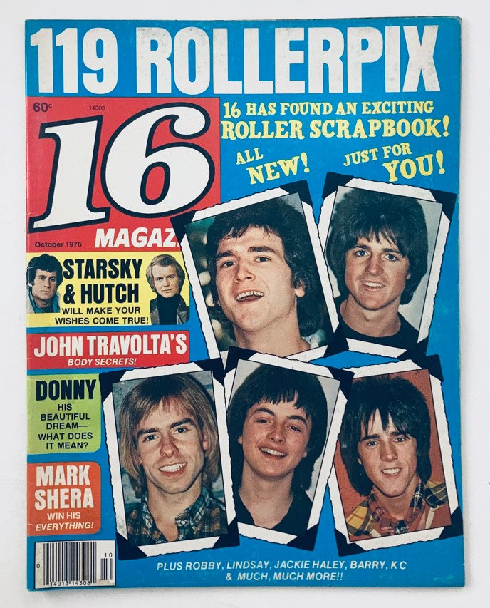 16 Magazine October 1976 featuring John Travolta, Donny Osmond, and Starsky & Hutch on the cover, showcasing iconic pop culture of the '70s.