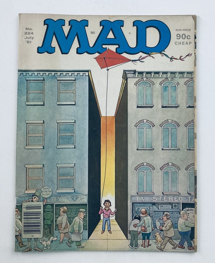 Mad Magazine July 1981 No. 224 cover featuring Don Martin's illustration, highlighting comic satire with a humorous depiction of city life and characters.