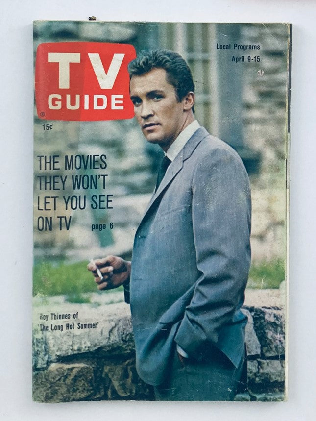 Cover of TV Guide Magazine April 9 1966, featuring Roy Thines in a gray suit with text about movies not shown on TV.