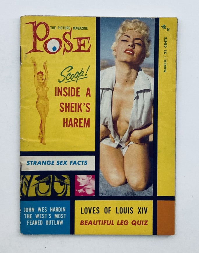 Cover of VTG Pose The Picture Magazine May 1958, Volume 3, Number 3, featuring 'Loves of Louis XIV' with a vintage design and captivating imagery.