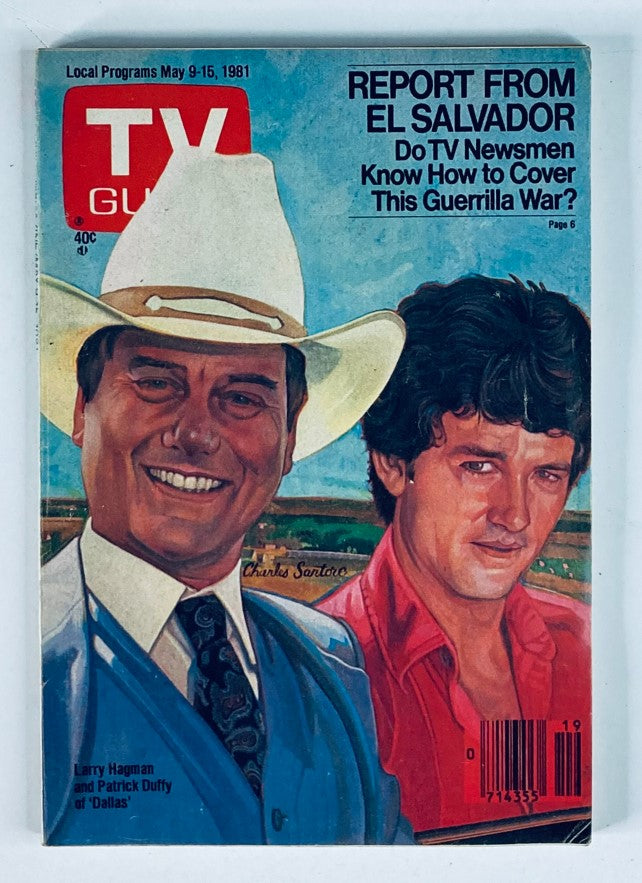 Cover of TV Guide Magazine May 9, 1981, Issue #1467 featuring Larry Hagman and Patrick Duffy from 'Dallas', showcasing vibrant artwork and headlines about television content from that era.