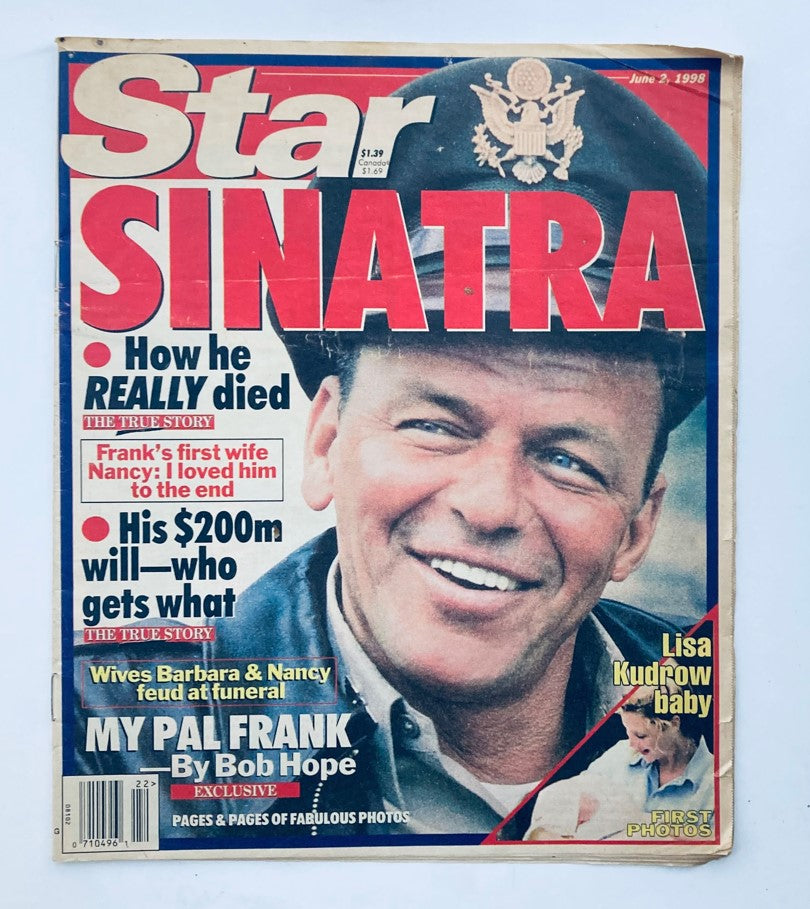 Cover of the VTG Star Tabloid Magazine dated June 2, 1998, featuring Frank Sinatra and Bob Hope, highlighting key stories about Sinatra's life and legacy.