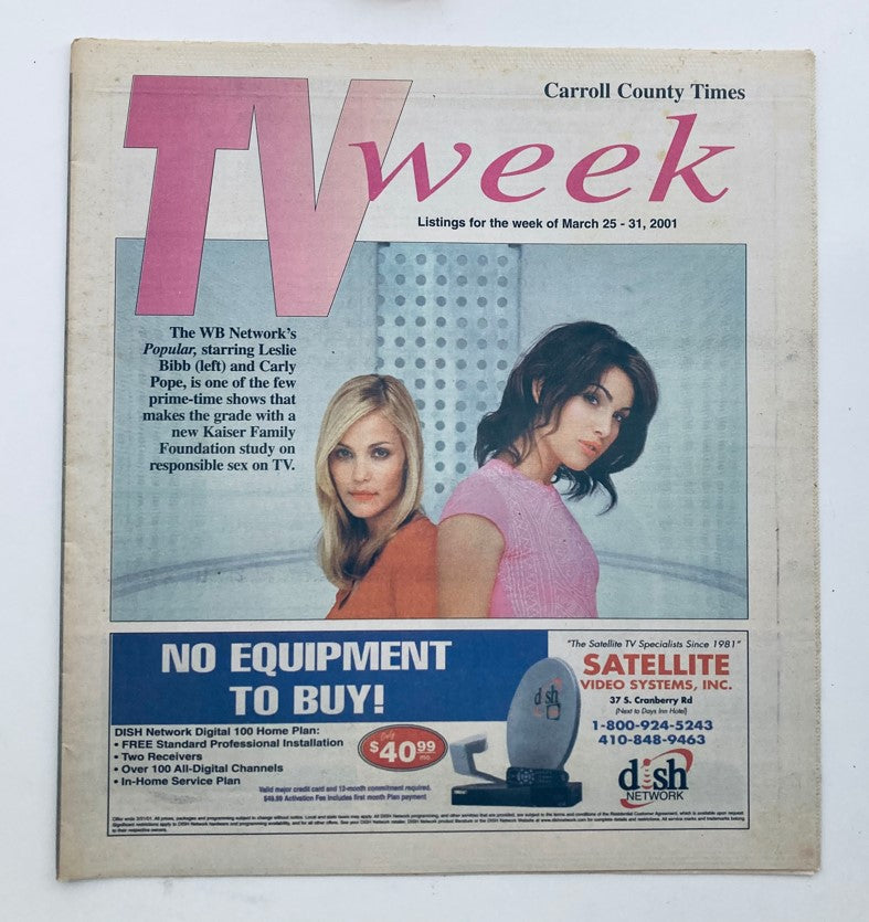 TV Week Magazine March 25 2001 cover featuring Leslie Bibb and Carly Pope, highlighting television trends and culture from the early 2000s.