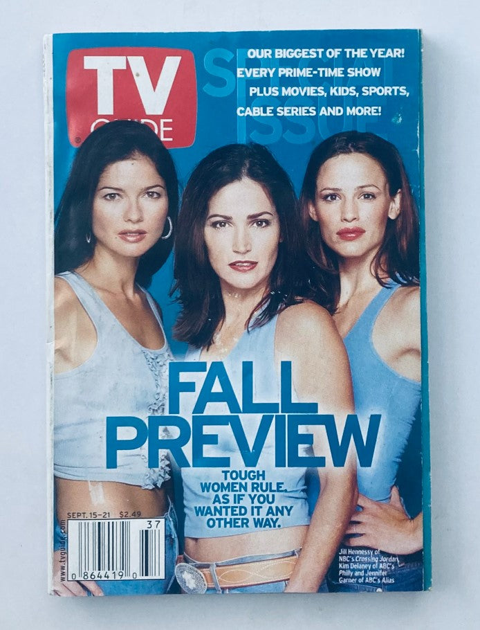 TV Guide Magazine September 15 2001 featuring Jill Hennessy and two other women, highlighting the Fall Preview theme with a focus on women in television.
