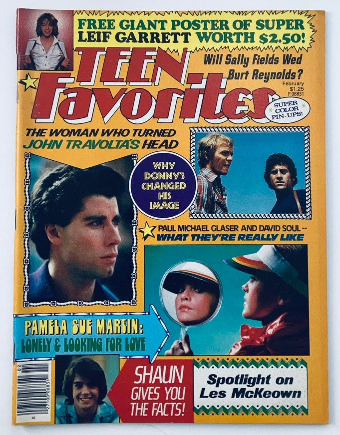 VTG Teen Favorites Magazine February 1978 featuring John Travolta on the cover. Includes headlines about celebrity culture and trends of the 1970s.